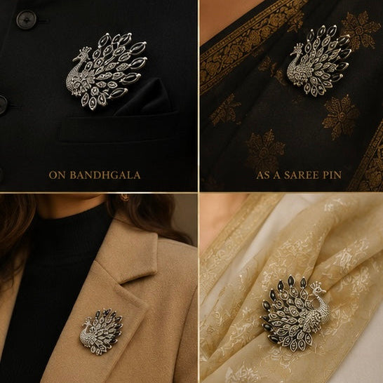 Majestic Peacock Brooch