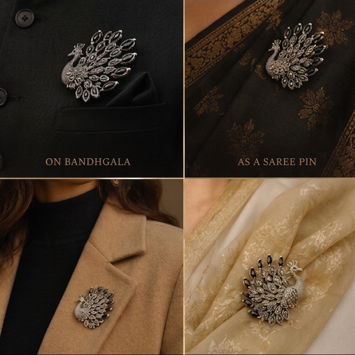 Majestic Peacock Brooch