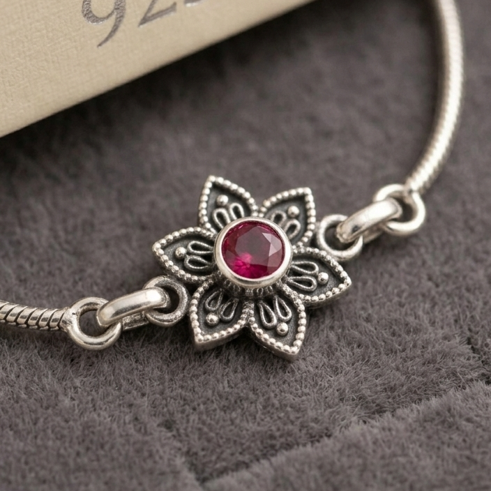 Ruby Bloom Anklet