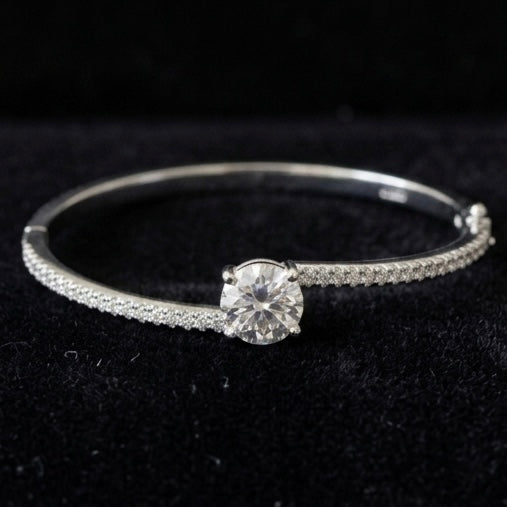 Minimal Open-Cuff Stone Bracelet