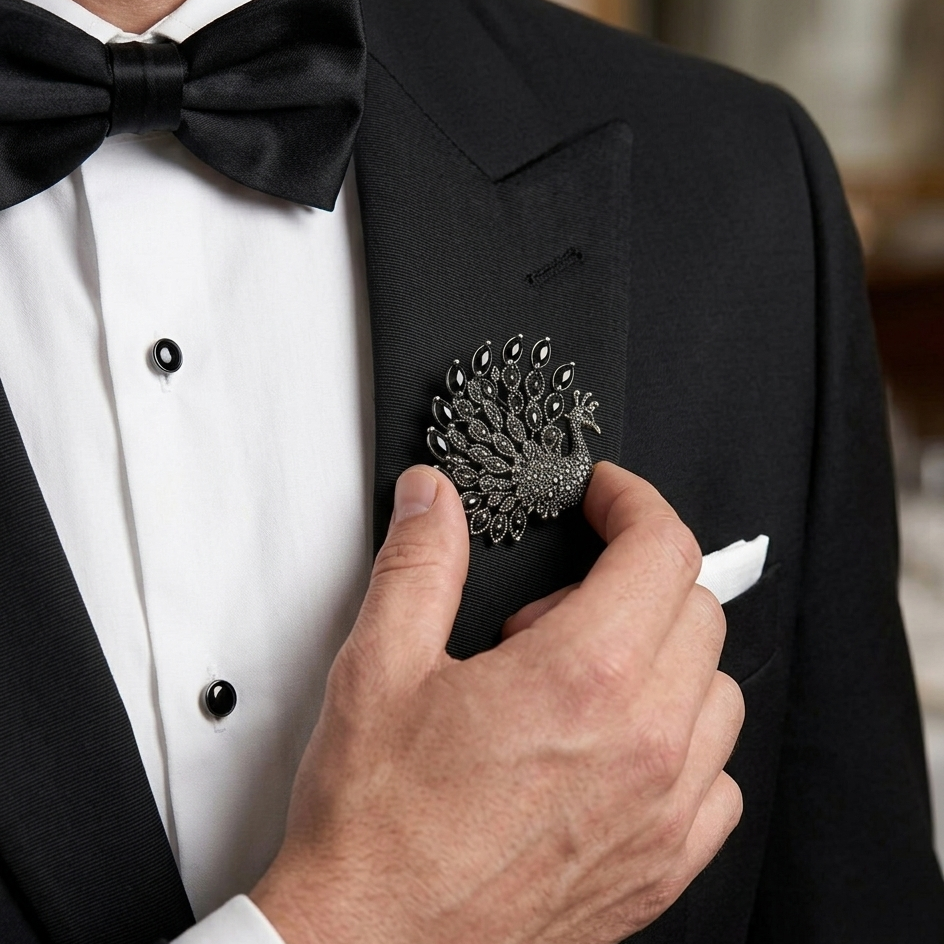 Majestic Peacock Brooch