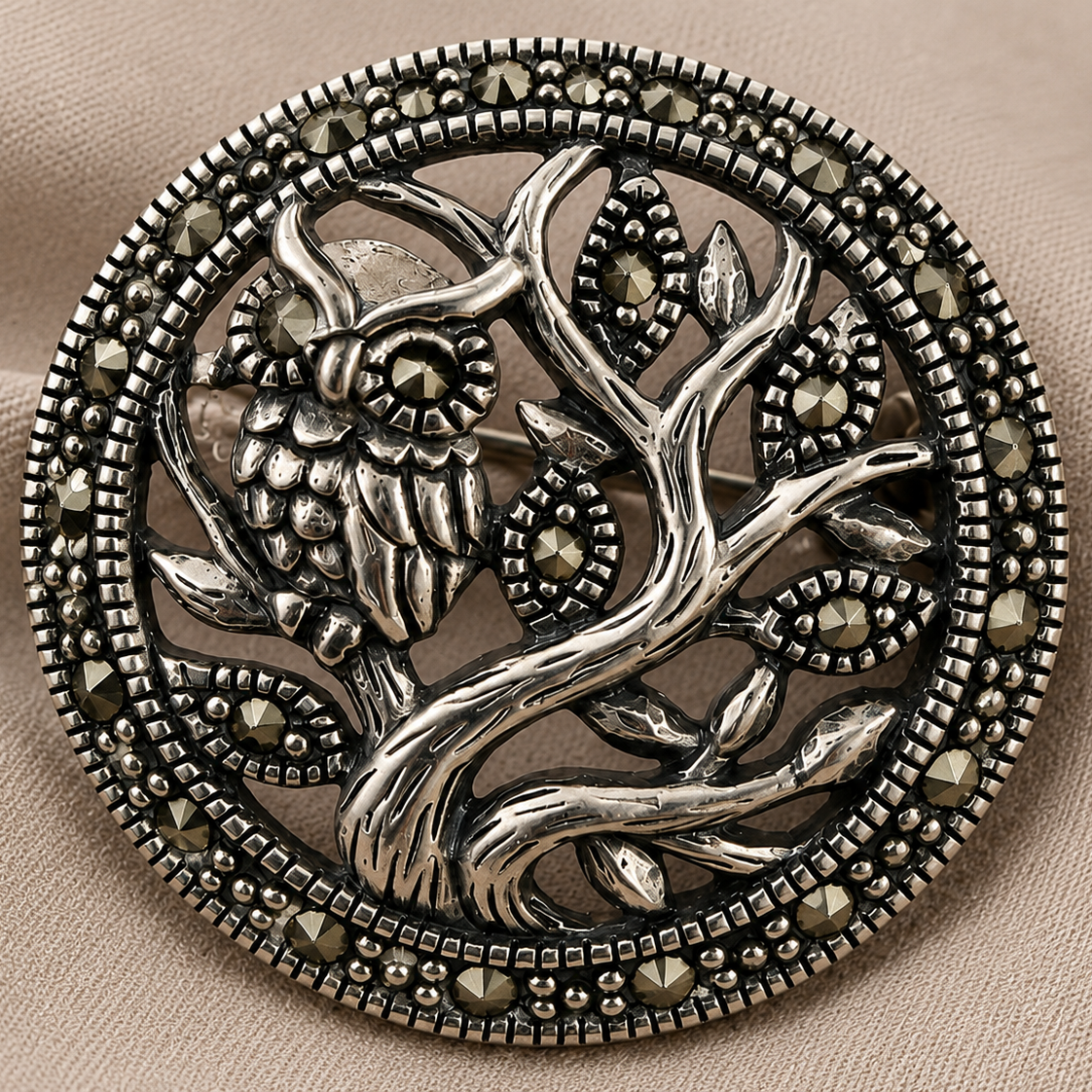 The Wise Guardian Owl Brooch