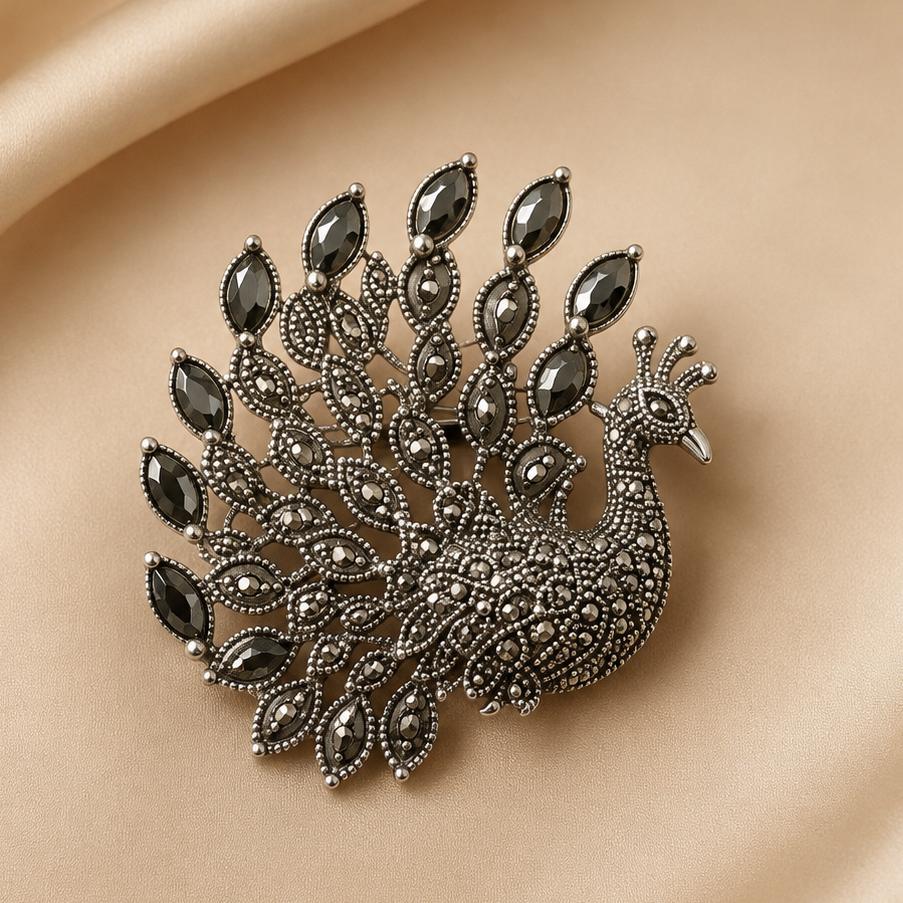 Majestic Peacock Brooch