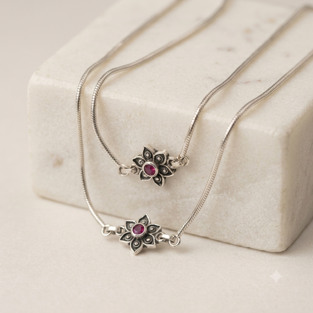 Ruby Bloom Anklet