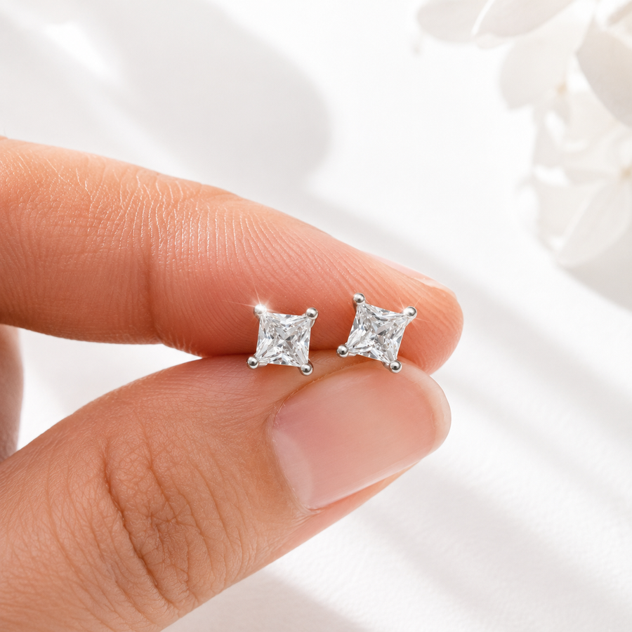 Square Silver Studs
