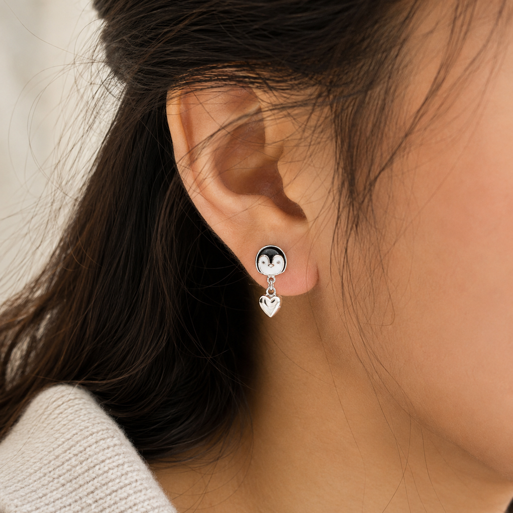 Penguin Love Silver Stud