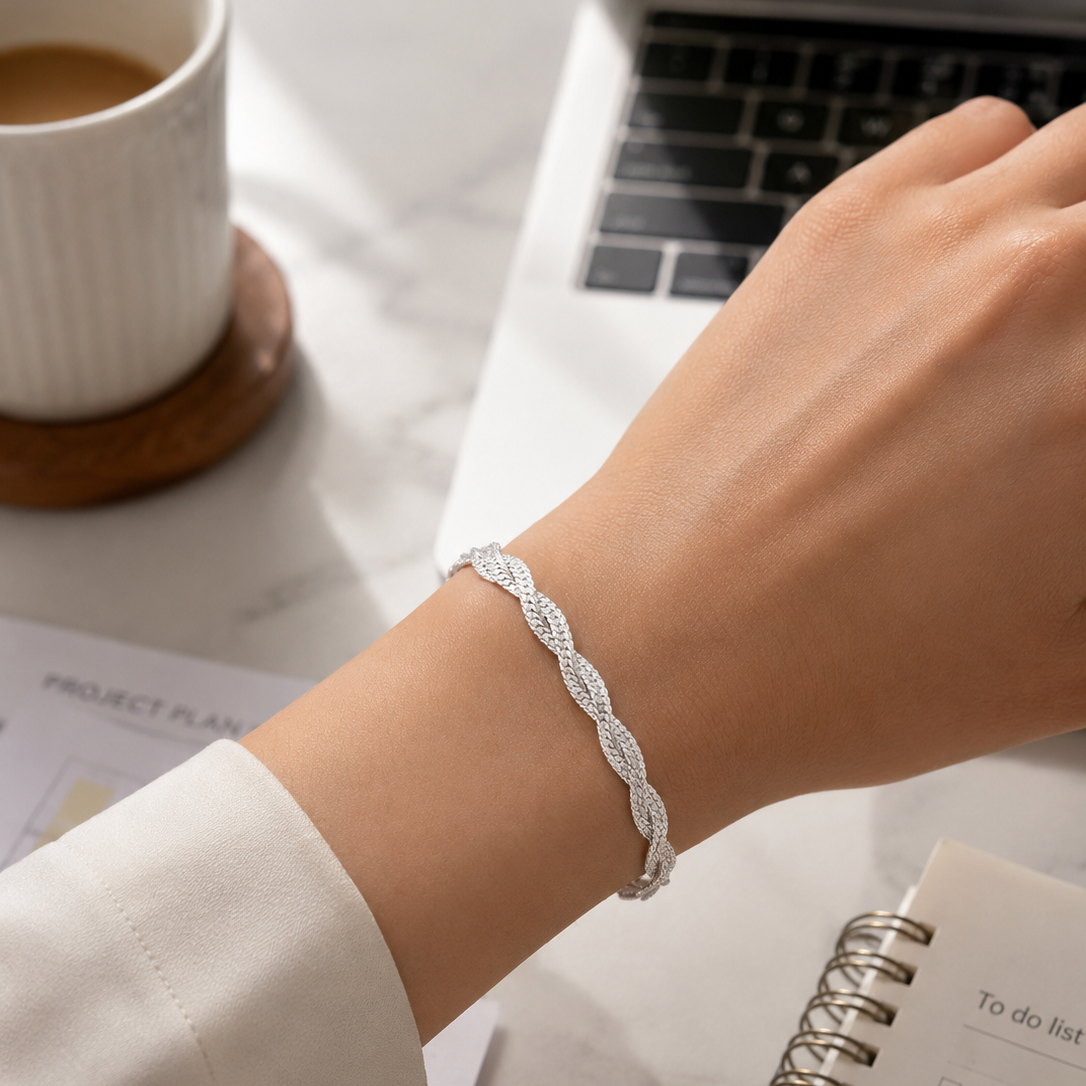 Silver Wave Mesh Bracelet