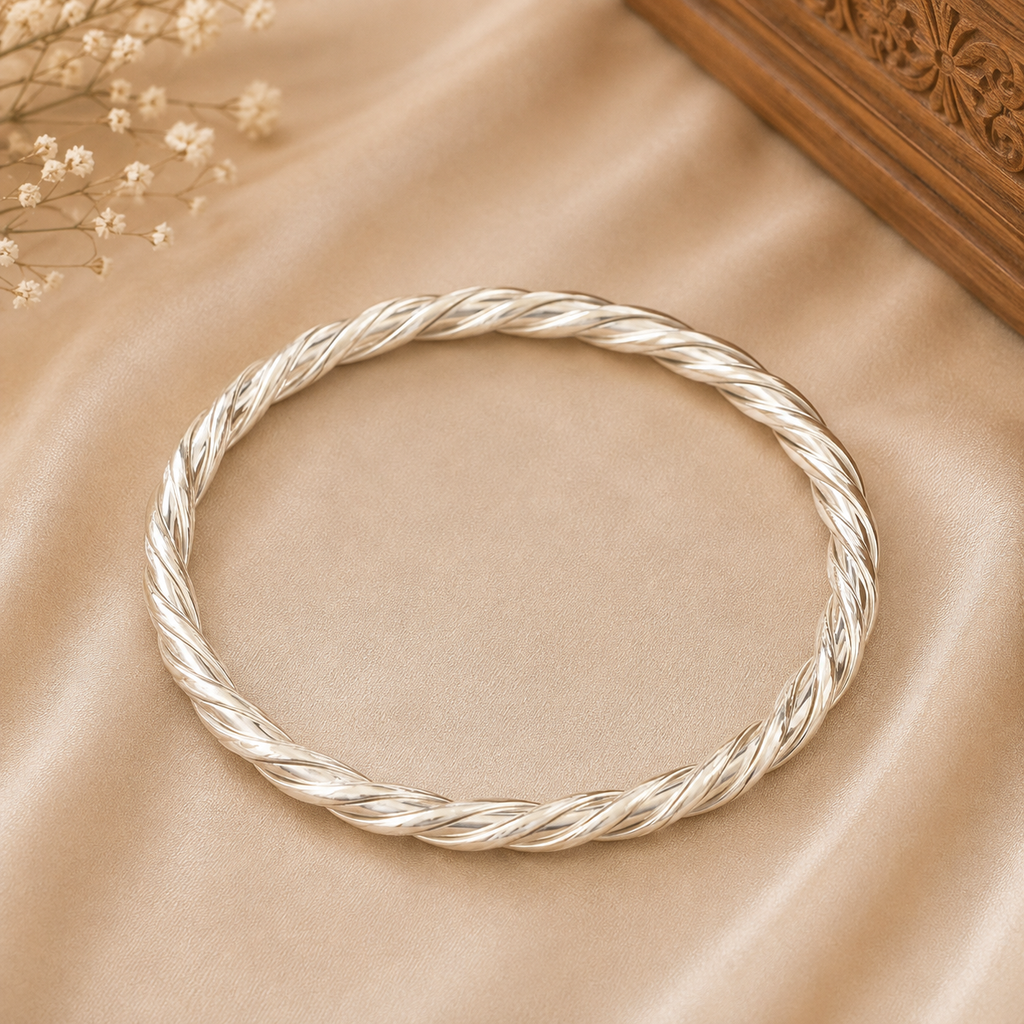 Twisted Rope Silver Kada