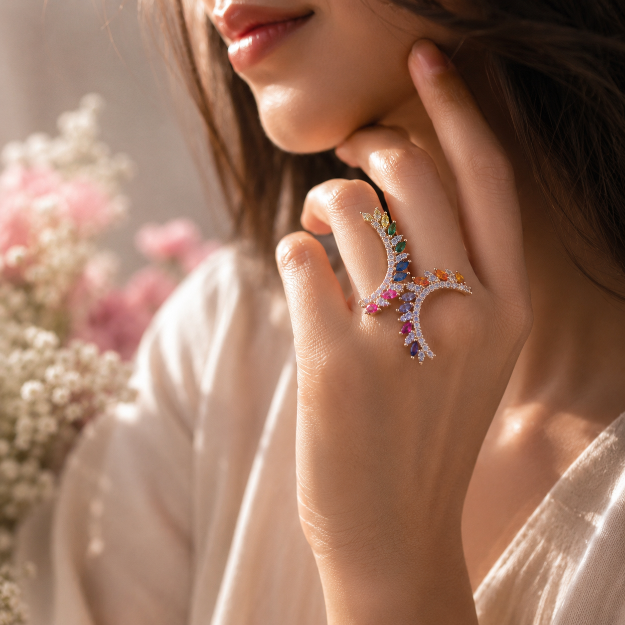 Peacock Crystal Ring