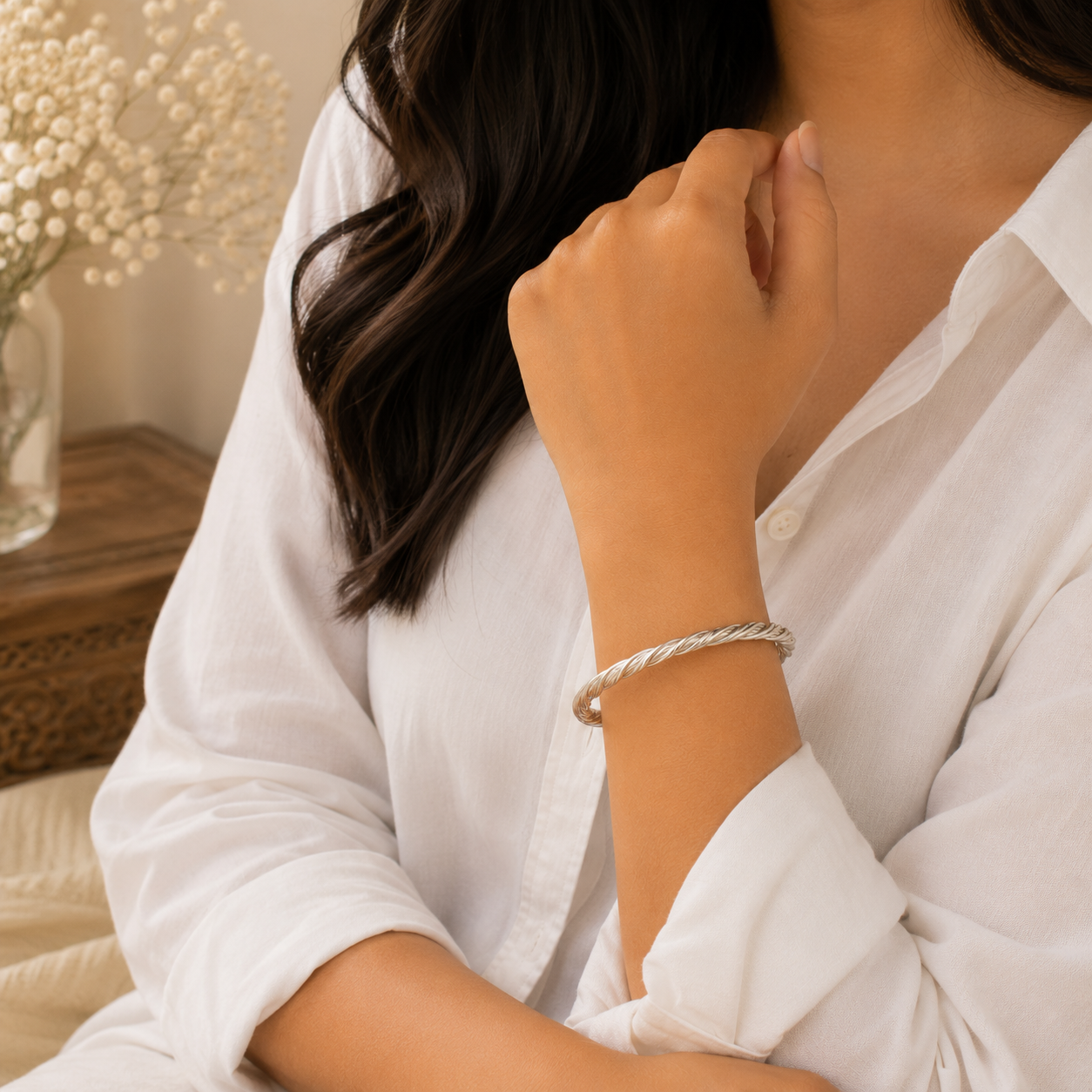 Twisted Rope Silver Kada