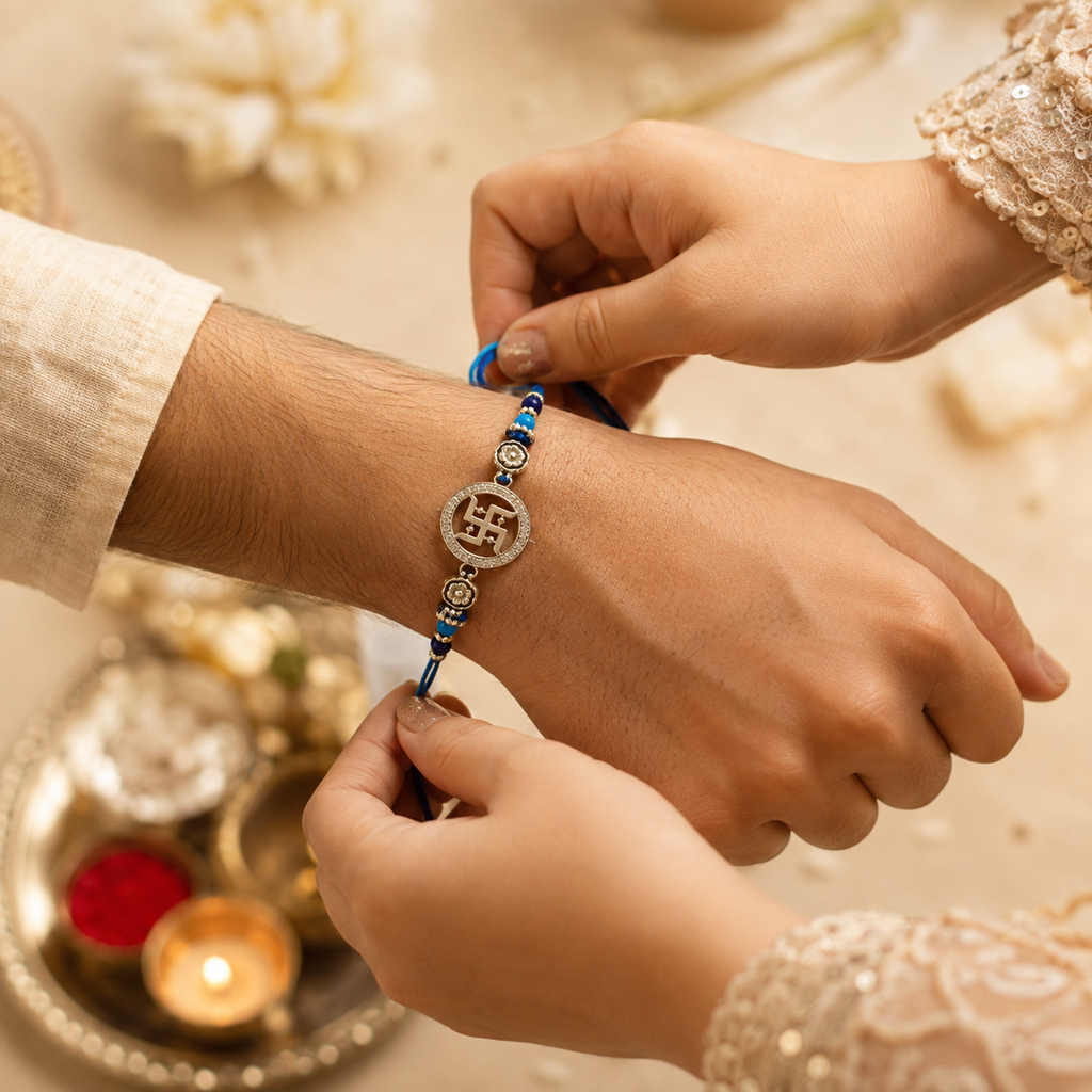 Swastik 925 Silver Rakhi