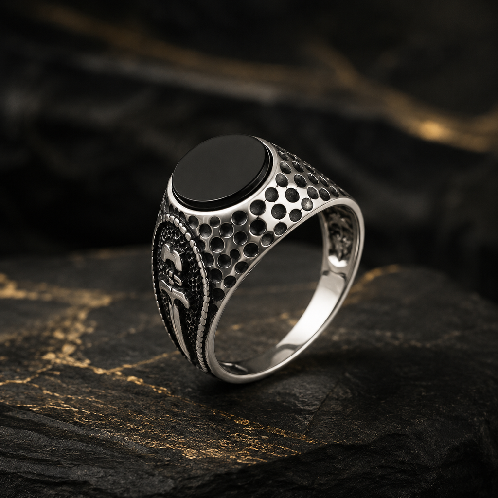 Sleek Black Stone Ring