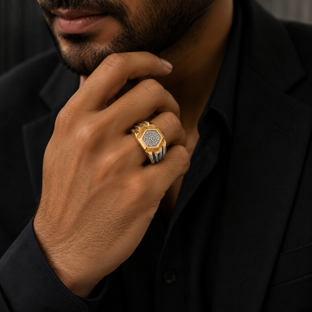 Hexagonal Gold Ring