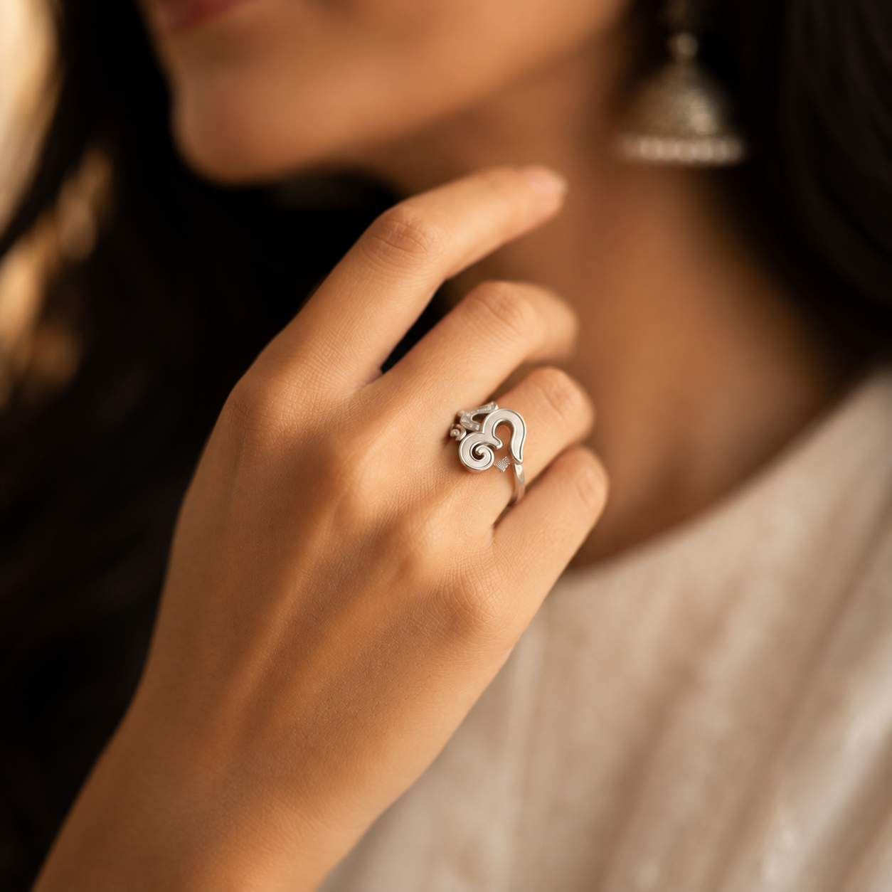 Divine Om Silver Ring