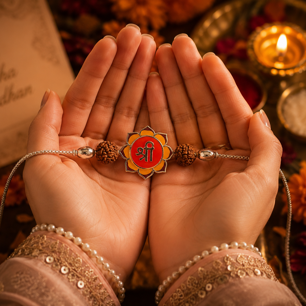 Shri Sunflower Silver Rakhi