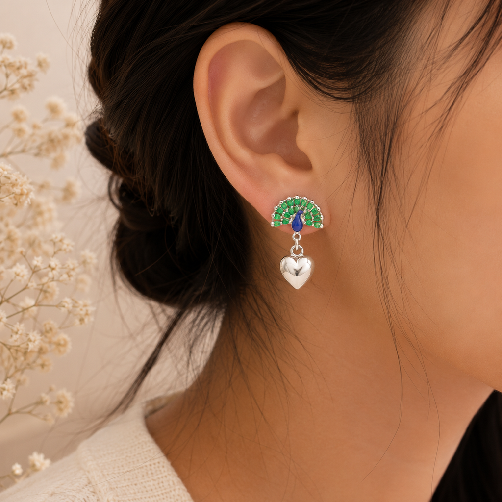 Peacock Silver Stud