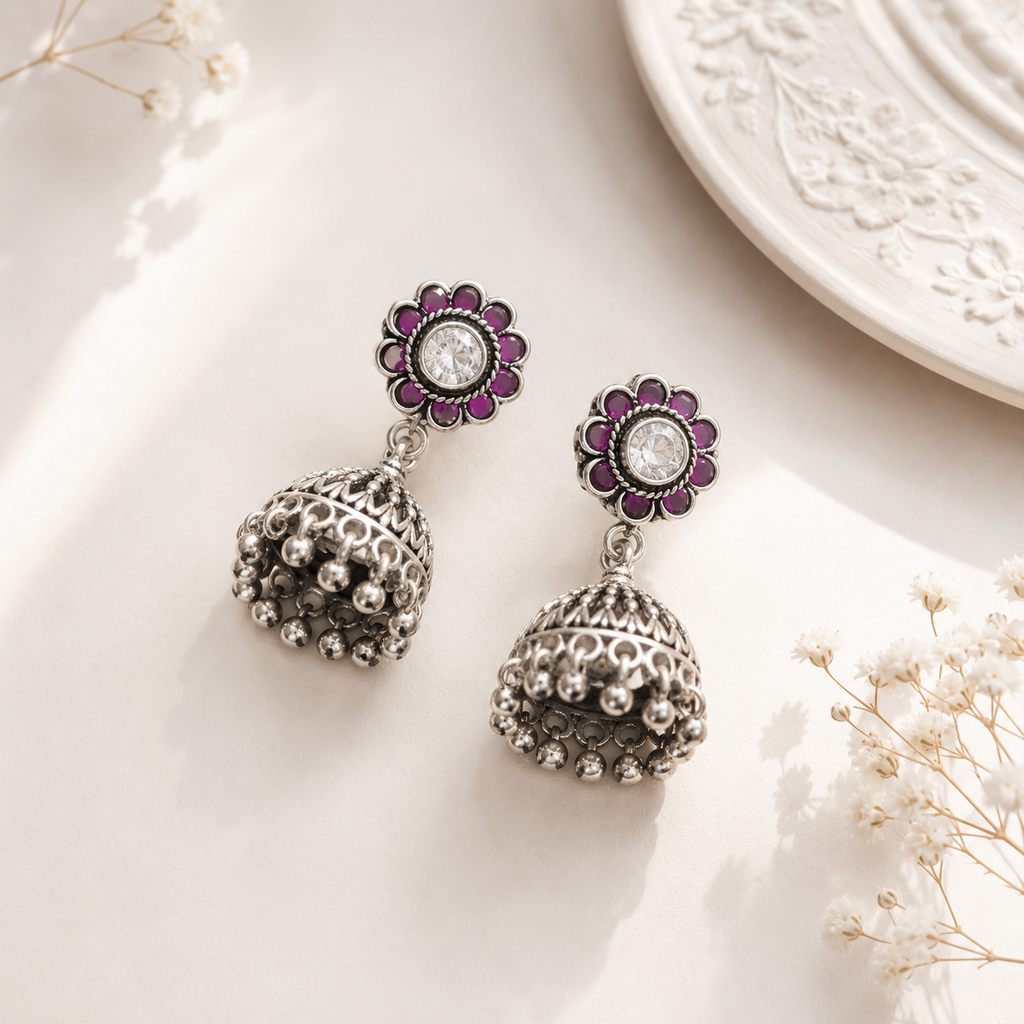 Amethyst Bloom Jhumki