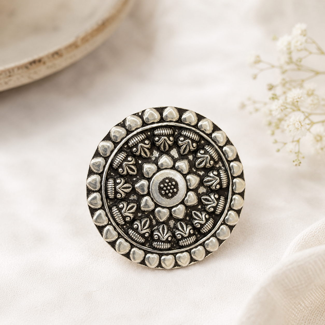 Fully Adjustable Oxidised Silver Ring