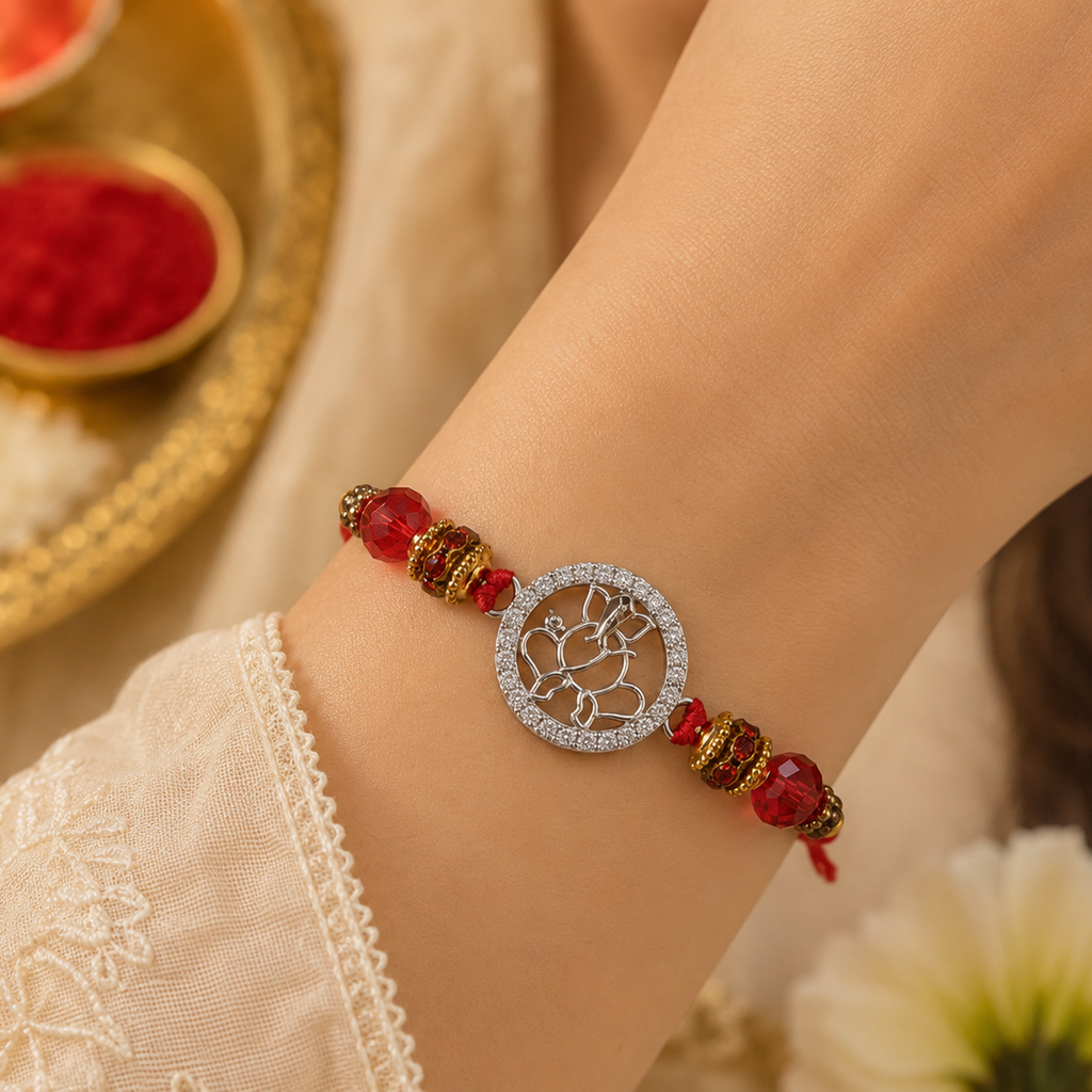 Lord Ganesha Silver Rakhi