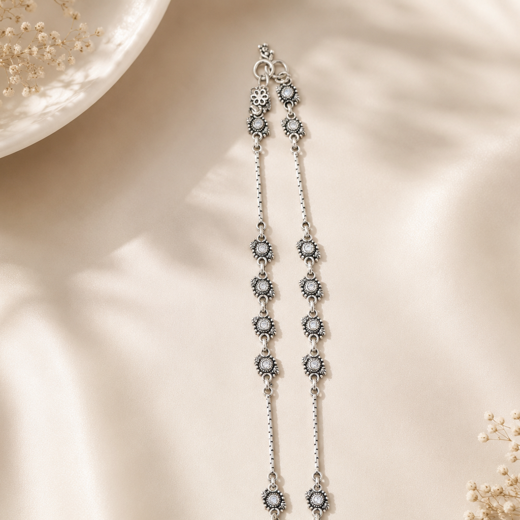 Floral Link Chain Payal