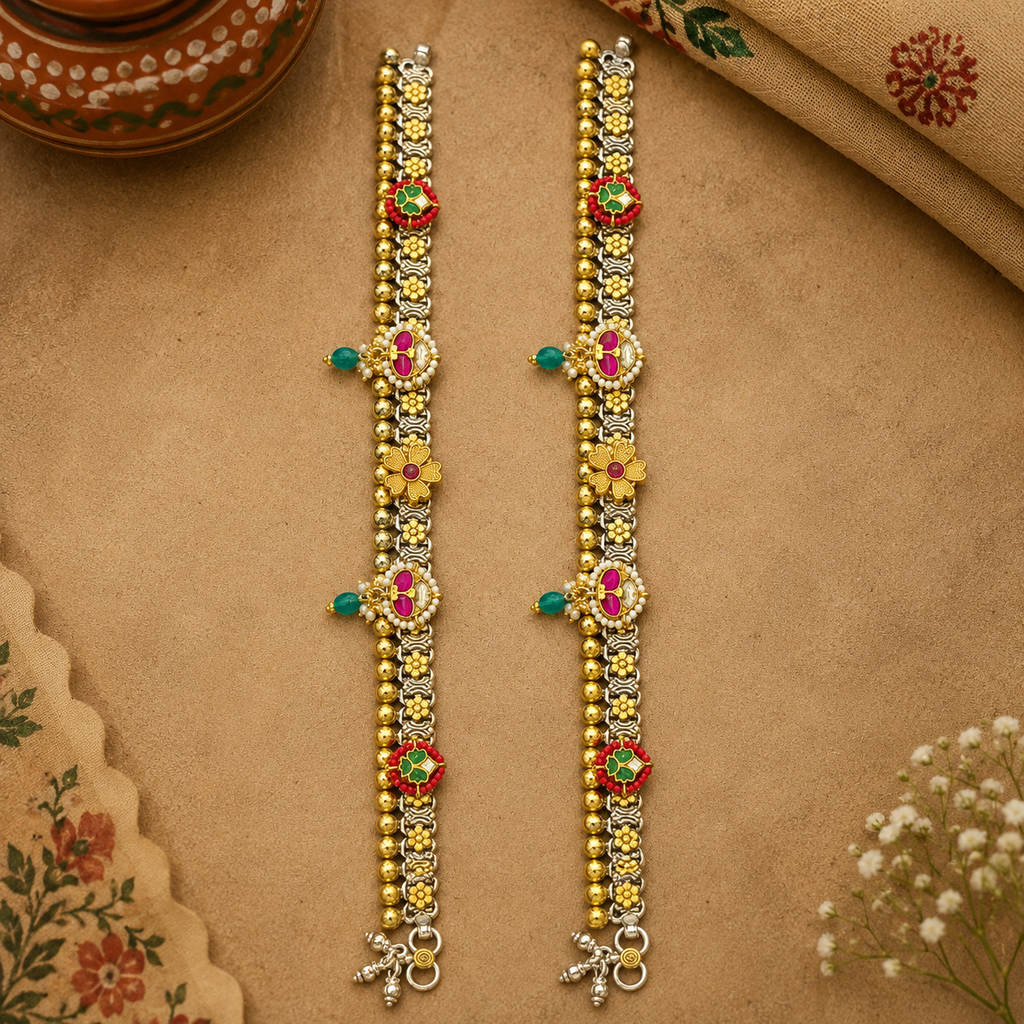 Royal Rajasthani Kundan Ghungroo Payal