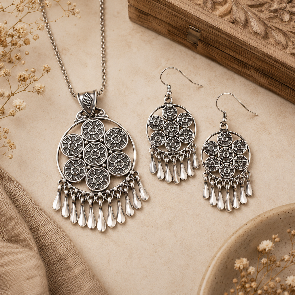 Antique Silver Pendant Set
