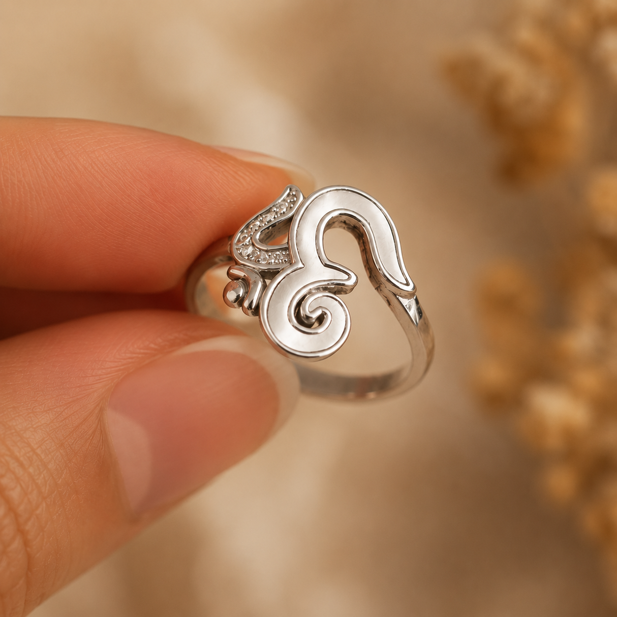 Divine Om Silver Ring