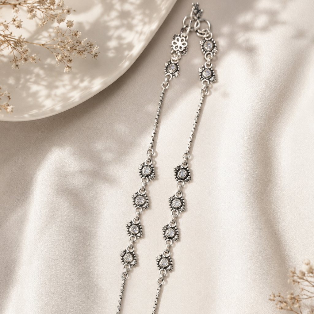 Floral Link Chain Payal
