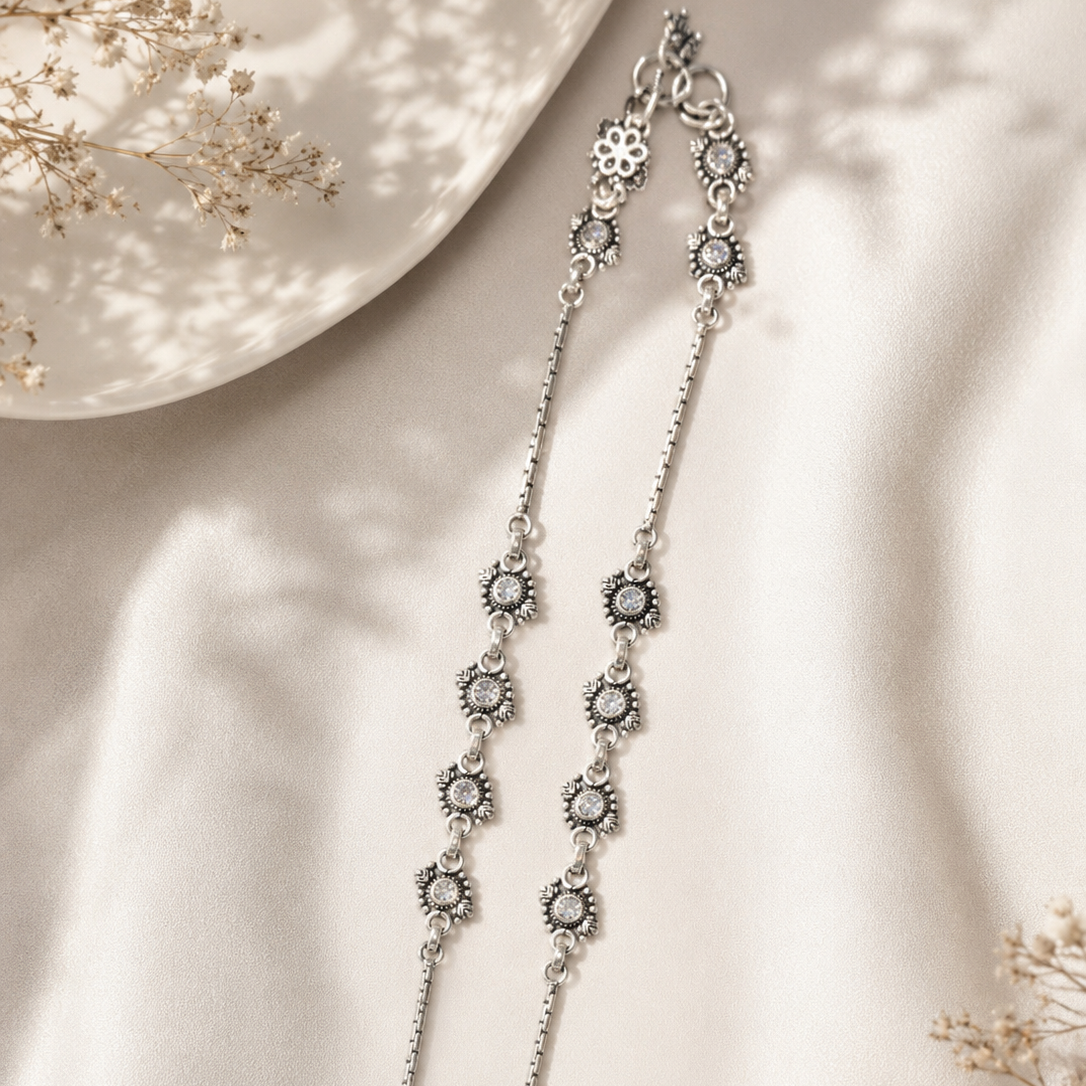 Floral Link Chain Payal