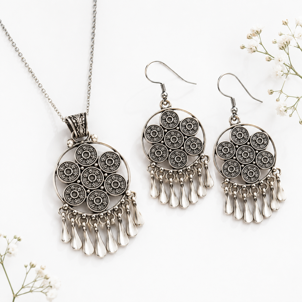 Antique Silver Pendant Set