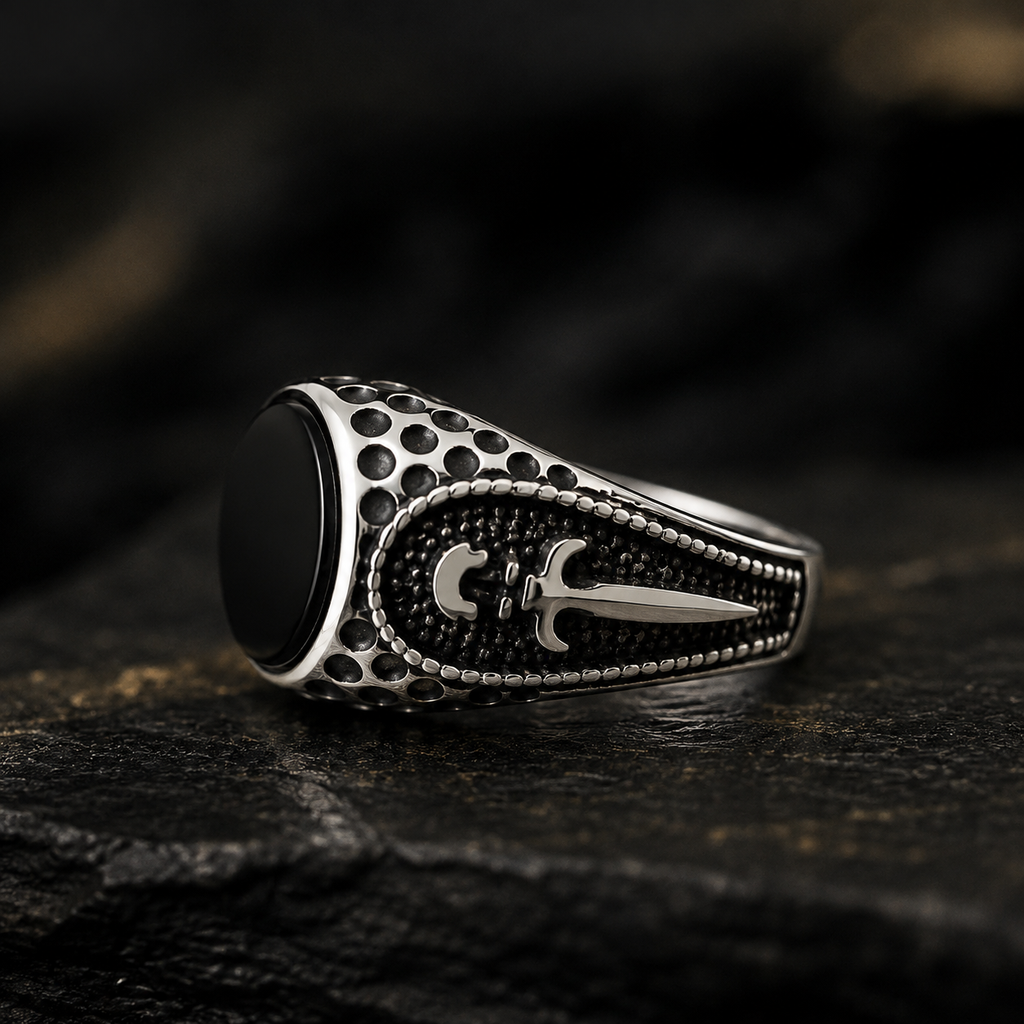 Sleek Black Stone Ring