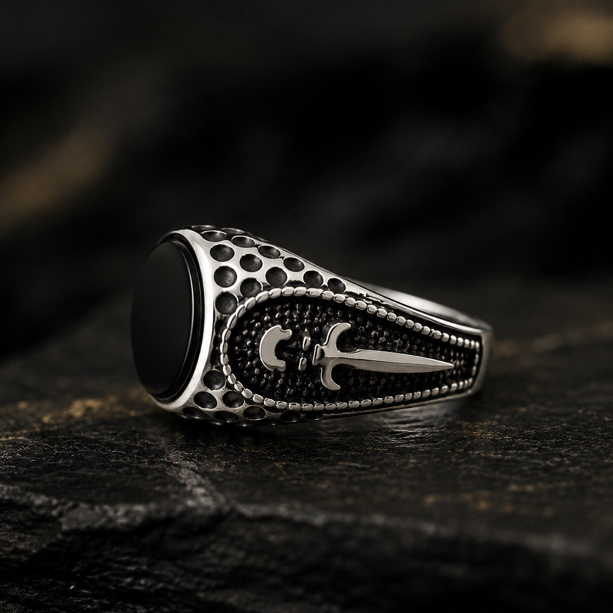 Sleek Black Stone Ring
