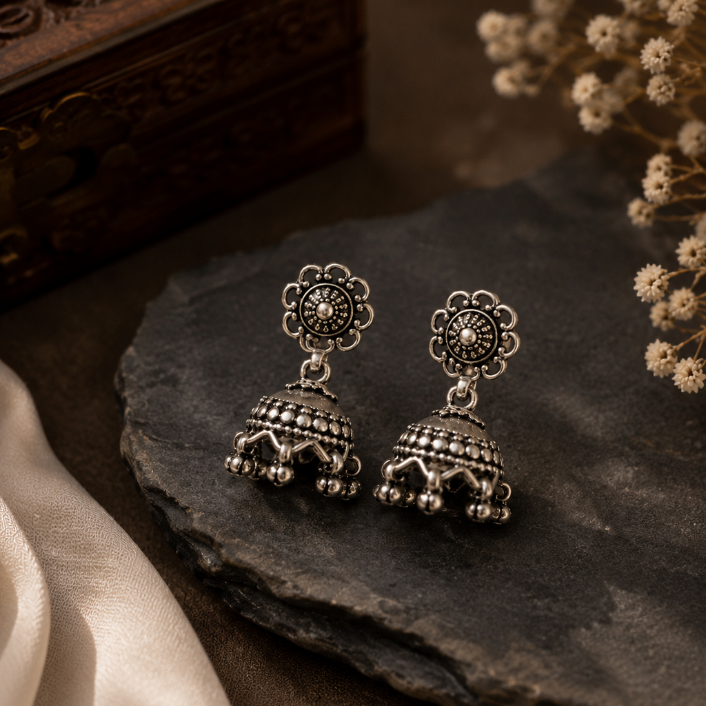 Noor Antique Oxidized Jhumki