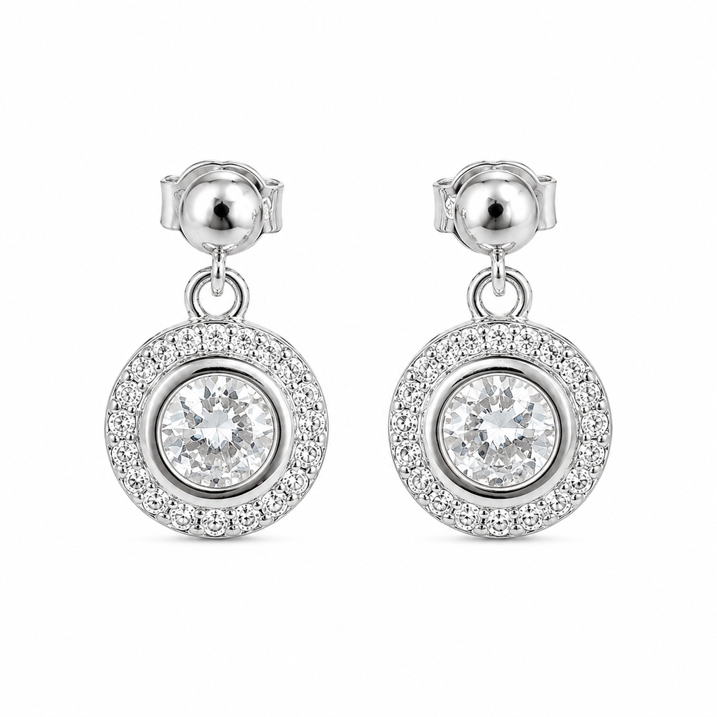 Crystal Halo Drop Earrings