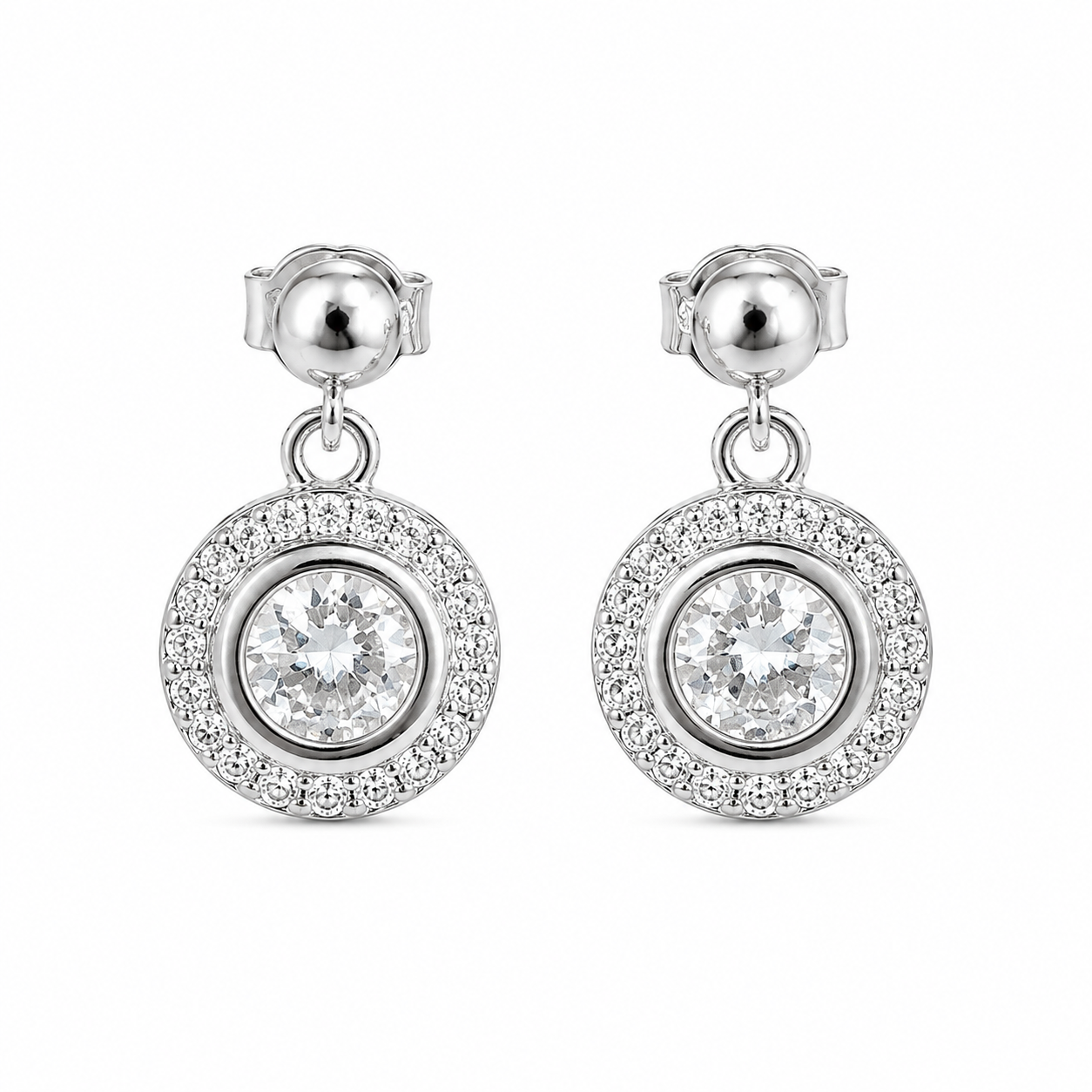 Crystal Halo Drop Earrings