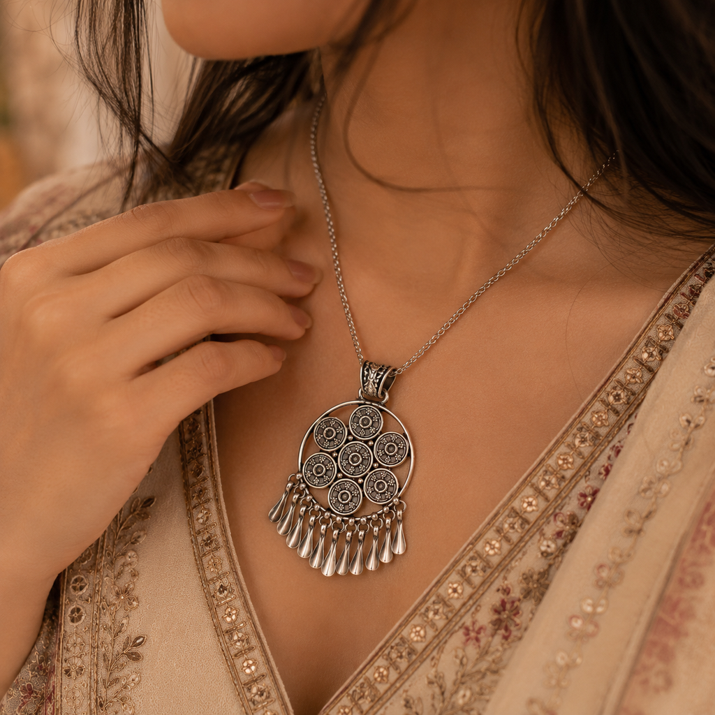 Antique Silver Pendant Set
