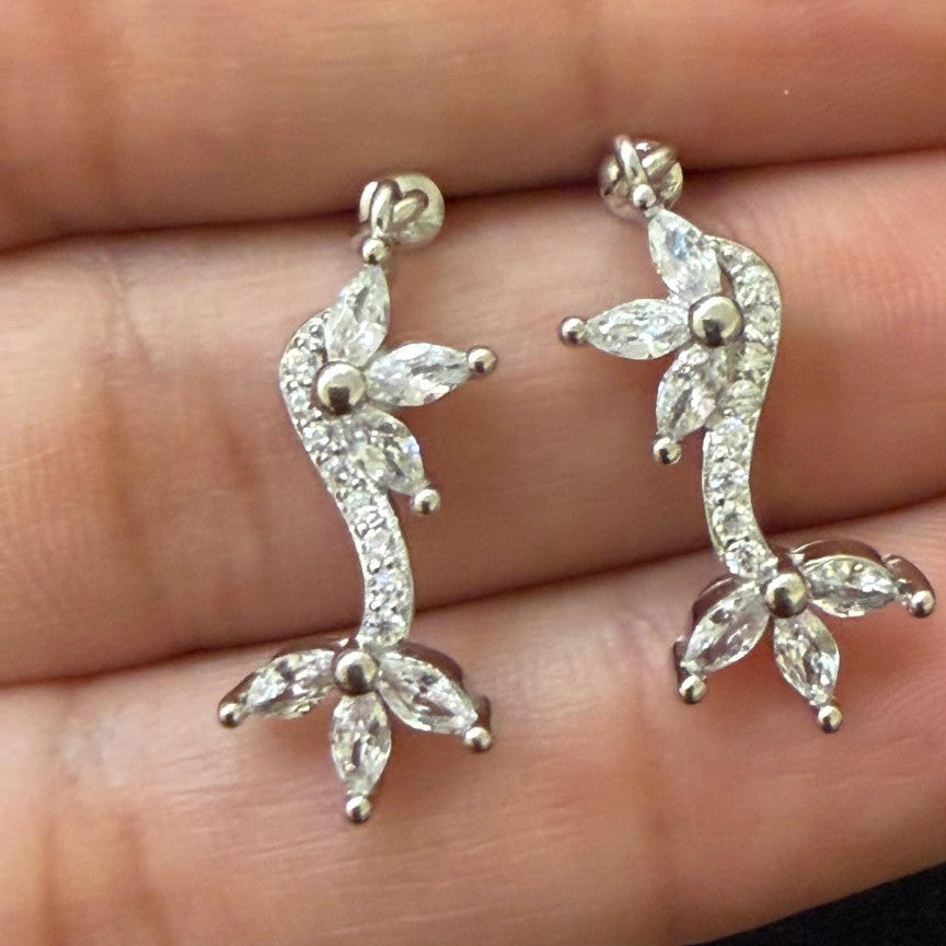 Silver Leaf Drop Earrings