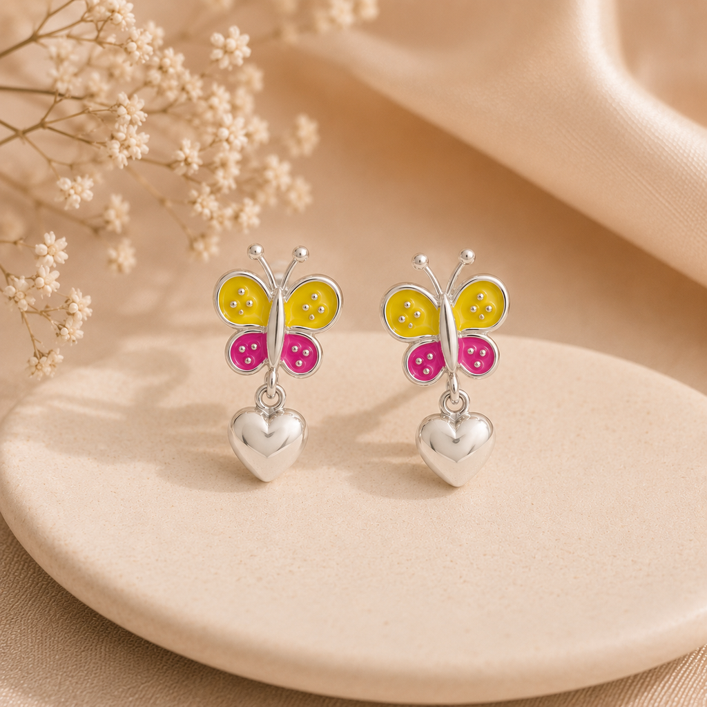 Butterfly Heart Drop Stud