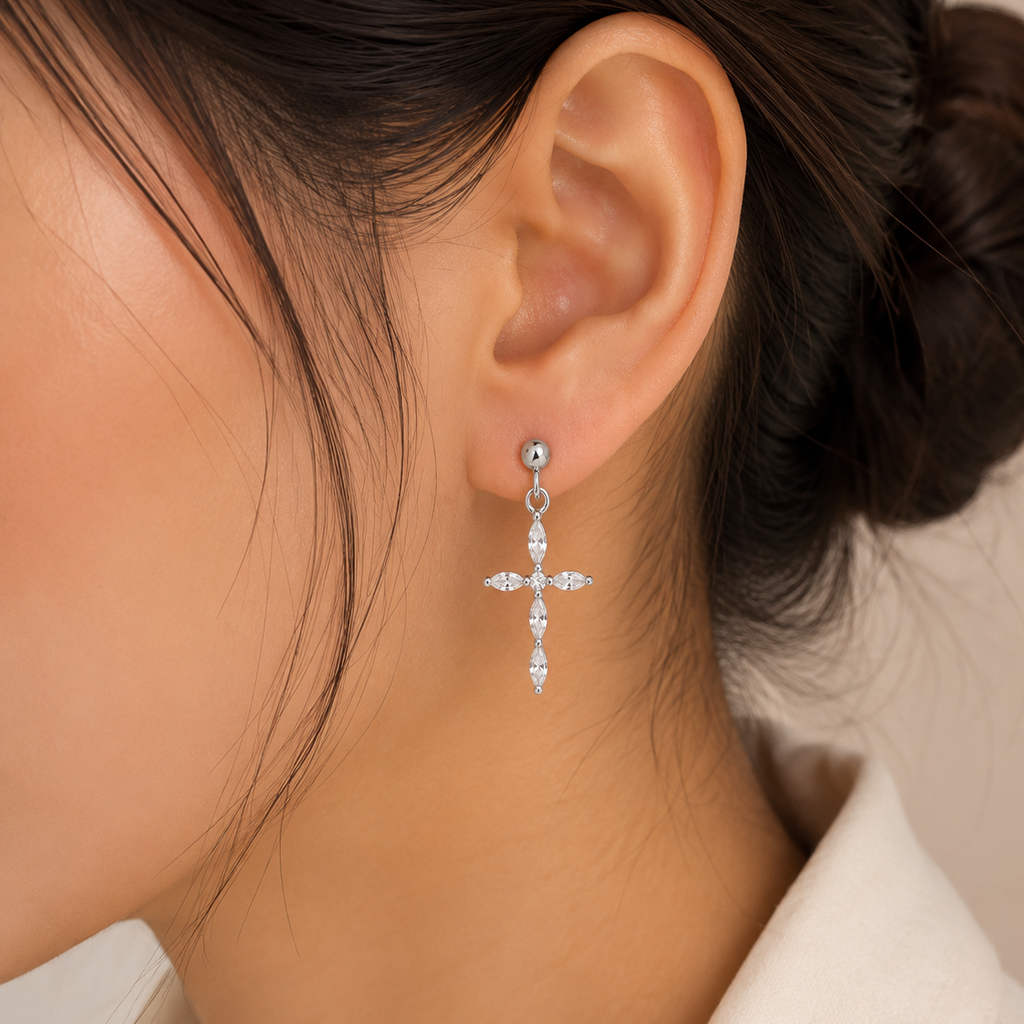 Cross Drop Earrings