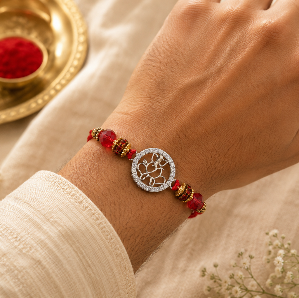 Lord Ganesha Silver Rakhi