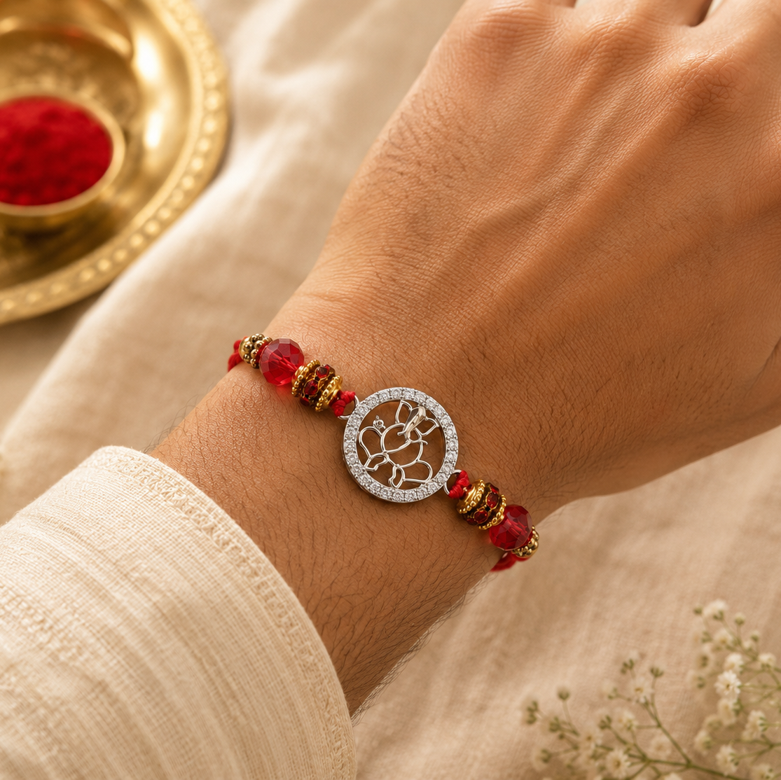 Lord Ganesha Silver Rakhi