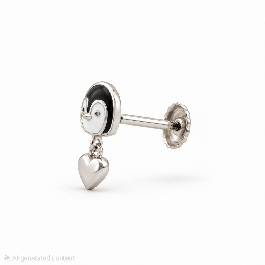 Penguin Love Silver Stud