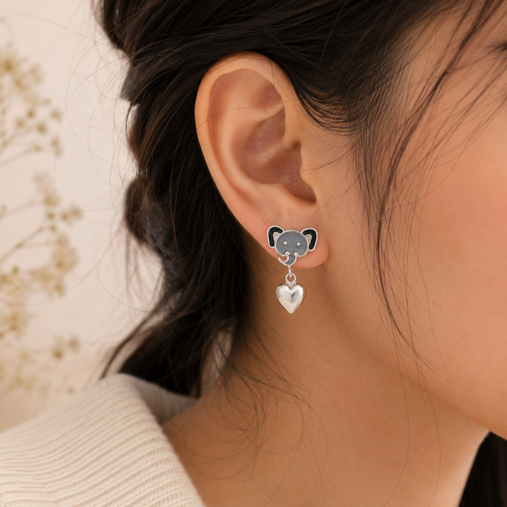 Elephant Love Silver Stud