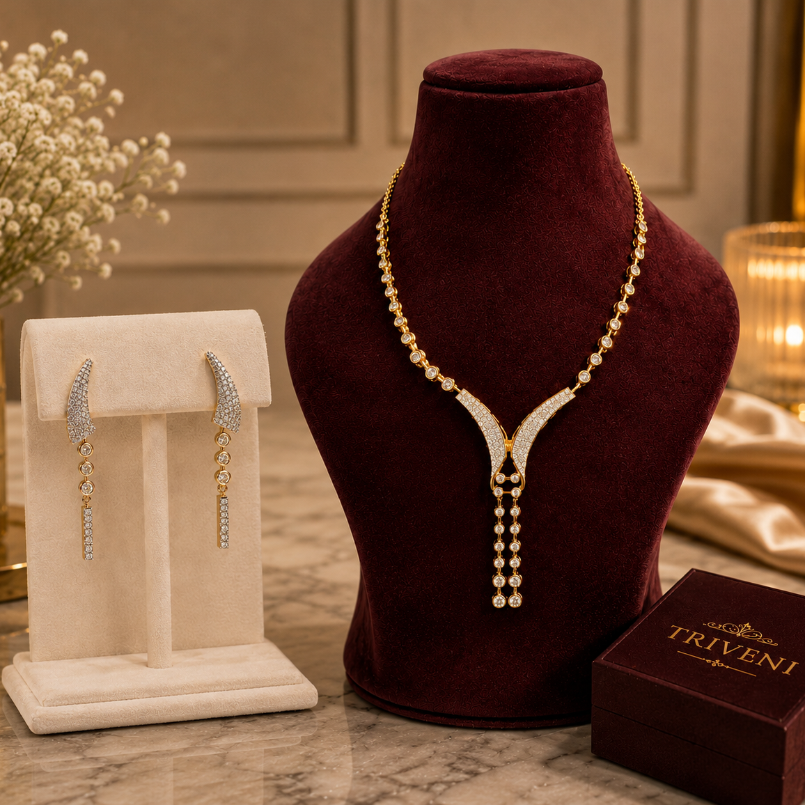 Pearl Cascade Y-Necklace Set