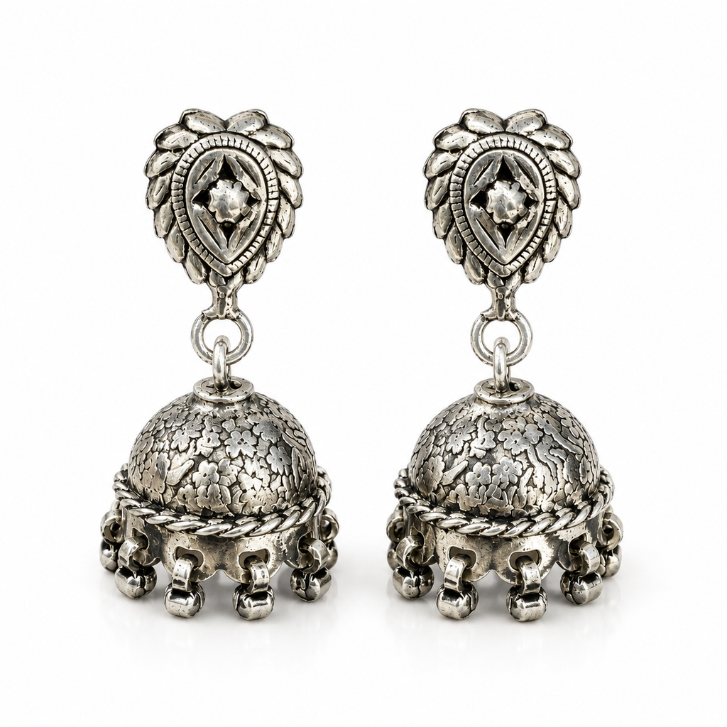 Rajwadi Ghungroo Oxidised Jhumki