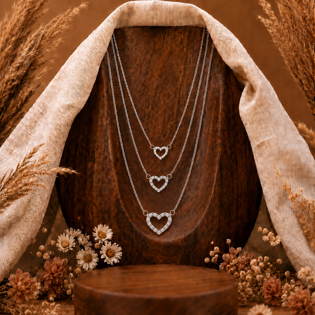 Triple Layered Heart Necklace