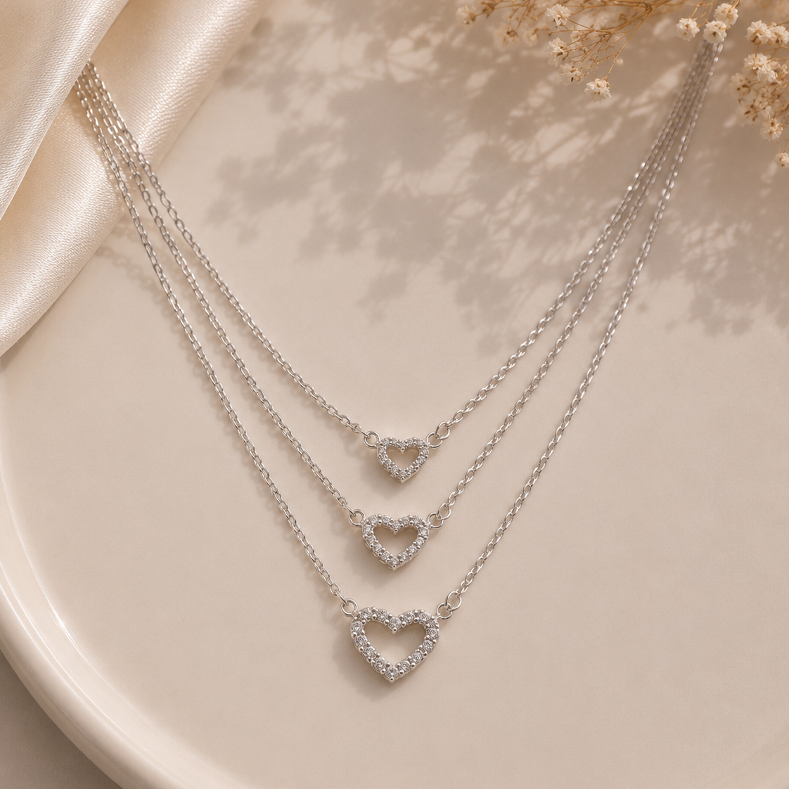 Triple Layered Heart Necklace