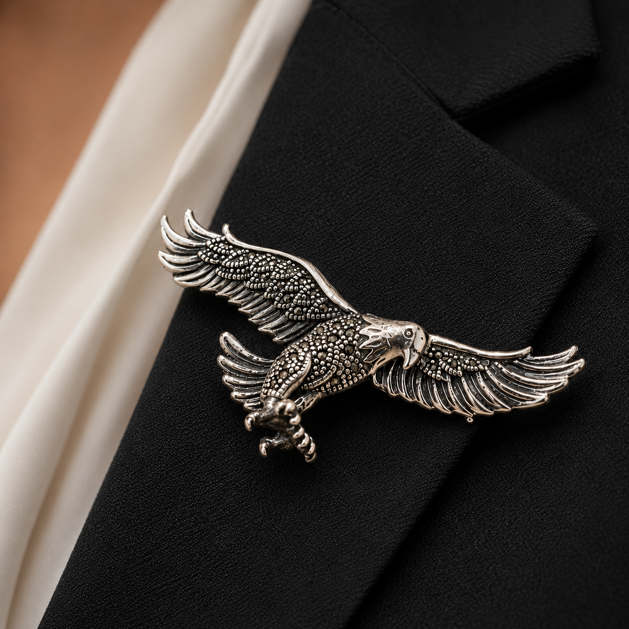 Silver Falcon Brooch