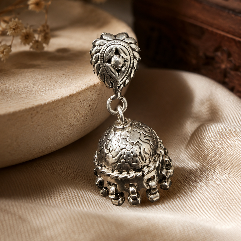 Rajwadi Ghungroo Oxidised Jhumki