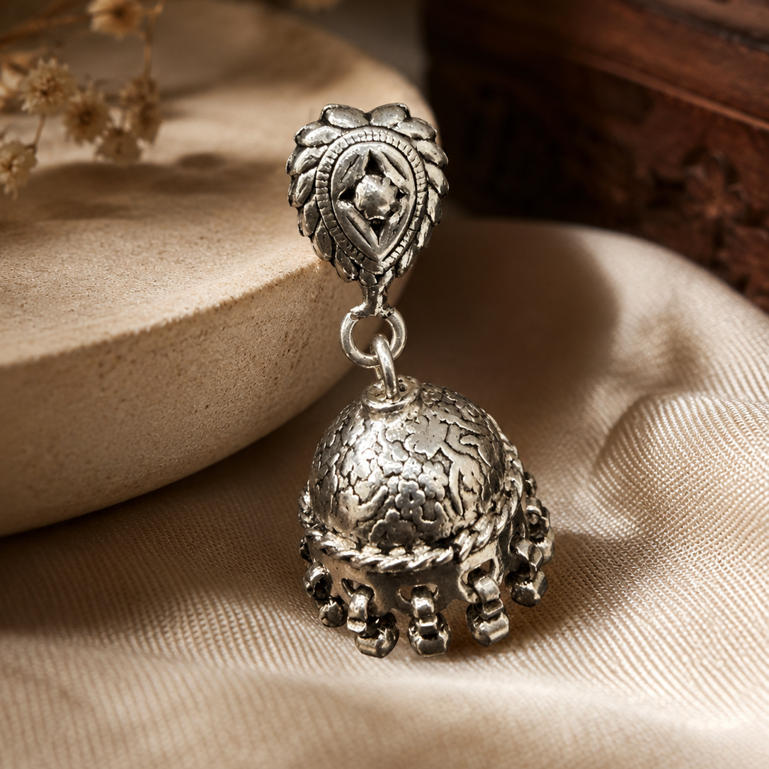 Rajwadi Ghungroo Oxidised Jhumki